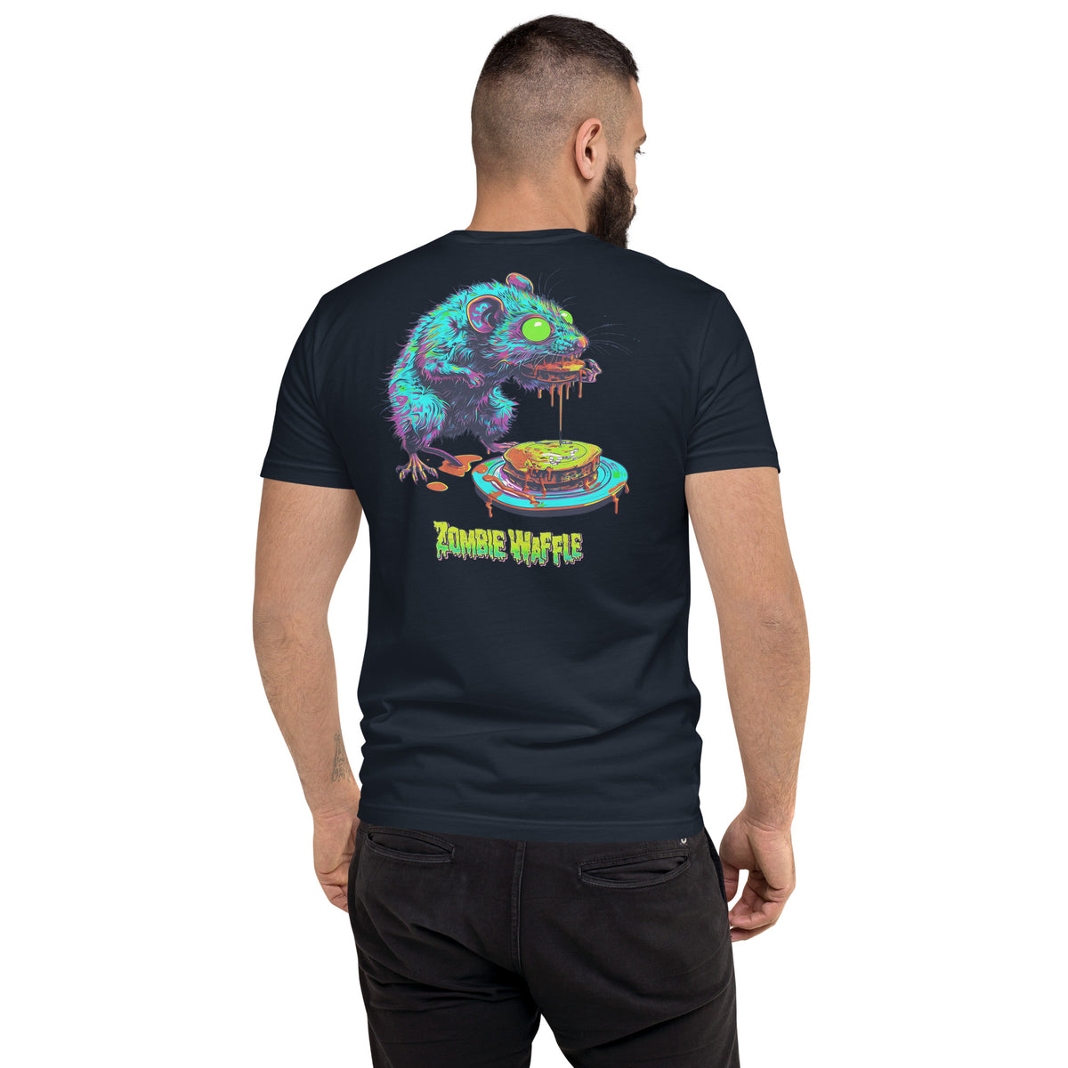 Zombie Rat Men's Fitted Tee (Back Print)